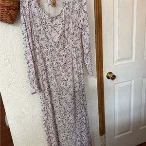 Sonoma Purple Floral Long Sleeve Dress